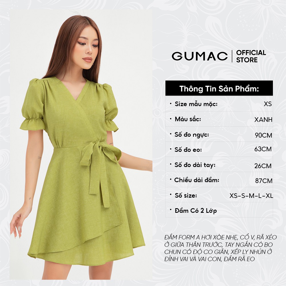 [Mã MABR07062 giảm 8% tối đa 50K đơn từ 249K] Đầm xòe nữ đắp tà nơ eo GUMAC thiết kế trẻ trung đủ màu DB452 | BigBuy360 - bigbuy360.vn