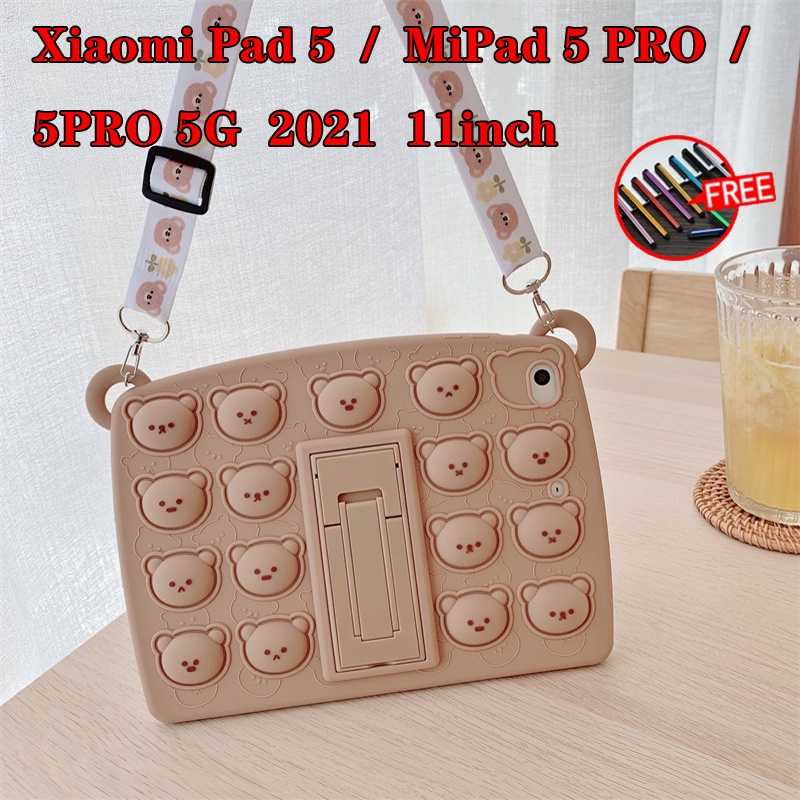 Ốp Máy Tính Bảng Chống Sốc Có Dây Đeo Và Giá Đỡ Bút Cho Xiaomi Pad 5 MiPad 5 Pro 5G 11inch 2021