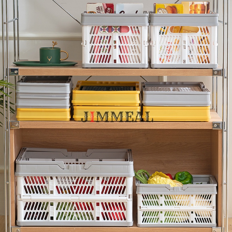 Giỏ Nhựa Để Đồ, Làn Giỏ Xách Có Quai Cầm Jimmeal, Gấp Gọn, Có Thể Xếp Chông Chứa Đồ Đa Năng