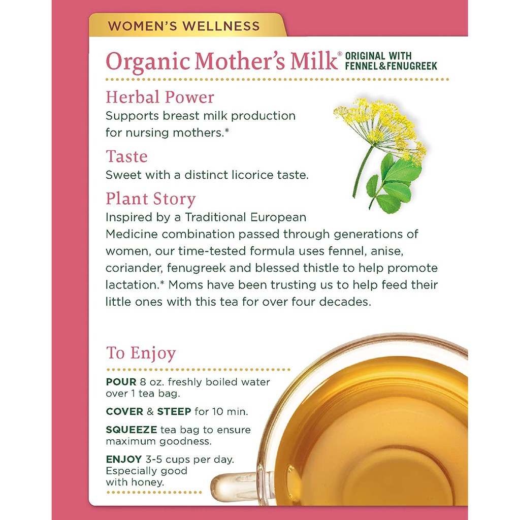 Trà lợi sữa Traditional Medicinals Organic Mother's Milk - 16 gói