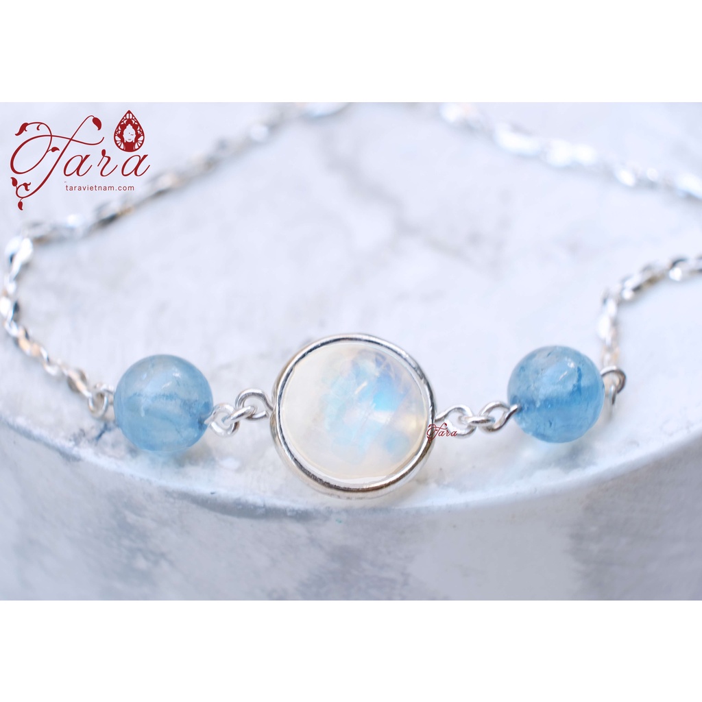 Lắc tay bạc Tara Gems - Moonstone mix Aquamarine bạc 925 cao cấp
