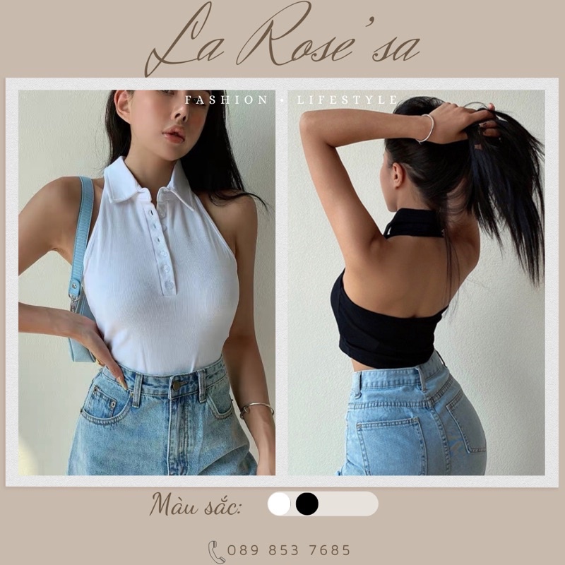 ✨ Áo Yếm Hở Lưng Cổ Polo Dáng Lửng ✨ | BigBuy360 - bigbuy360.vn