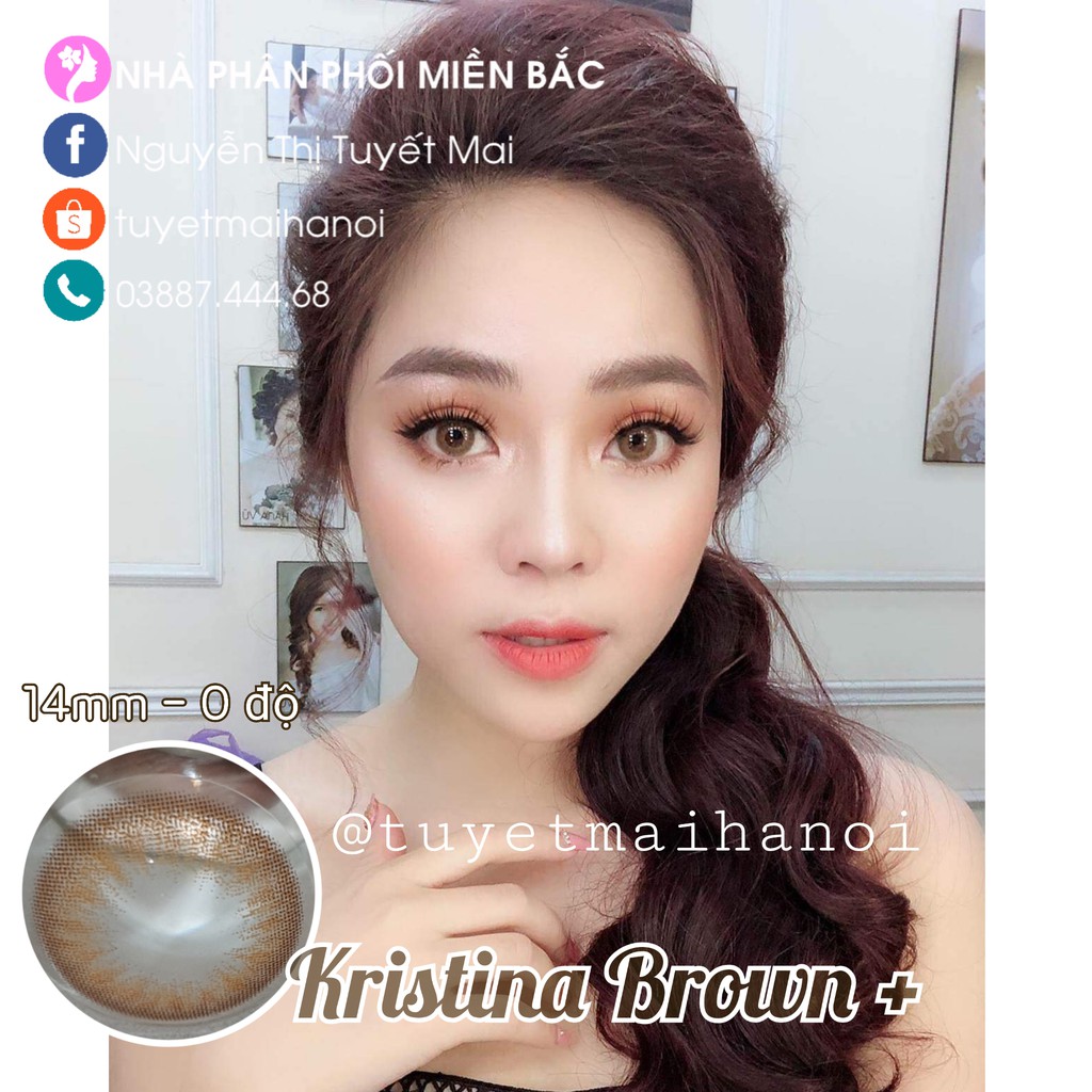 [ Ảnh Thật ] Lens Cận Nâu Tây Kristina Brown 14mm - Kính Áp Tròng Hàn Quốc Chính Hãng Vassen Sexy Me