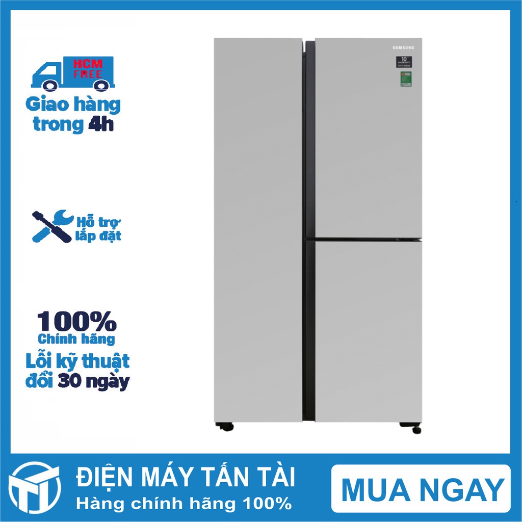 Tủ lạnh Samsung Inverter 634 lít RS63R5571SL/SV -  Công nghệ làm lạnh vòm, Chuông báo, Miễn phí giao hàng HCM.