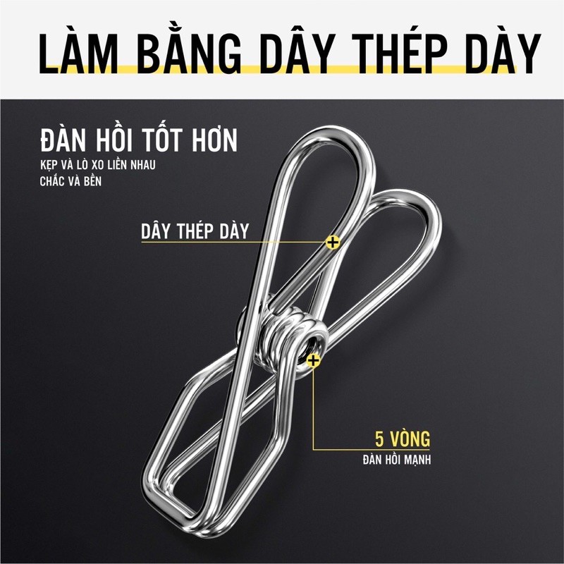 Chùm kẹp phơi inox quần áo, quần áo trẻ em chuẩn lọai 1 freeship