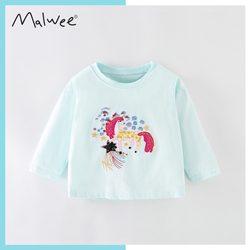 Áo cotton Malwee xanh Pony sao MW7503 cho bé gái 2-8 tuổi Mẫu mới 2022 - Little Maven Official Store