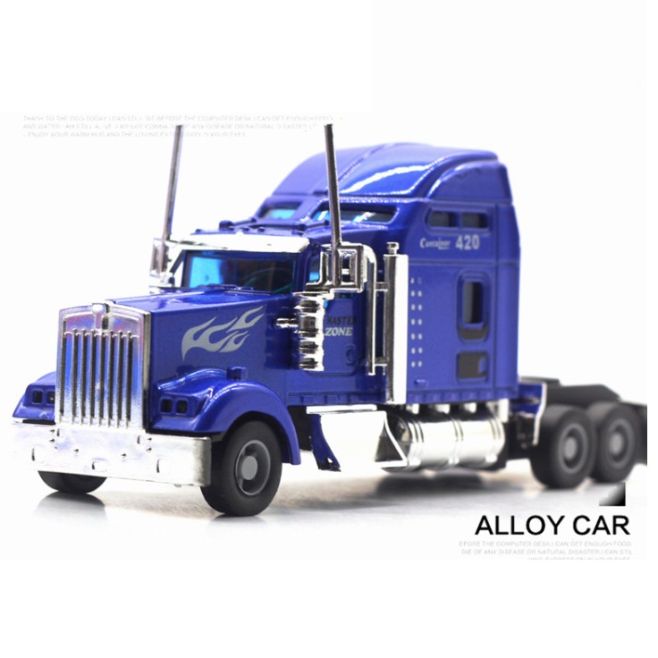 Container đầu kéo đồ chơi trẻ em mô hình tỉ lệ 1:42 xe bằng sắt có âm thanh và đèn