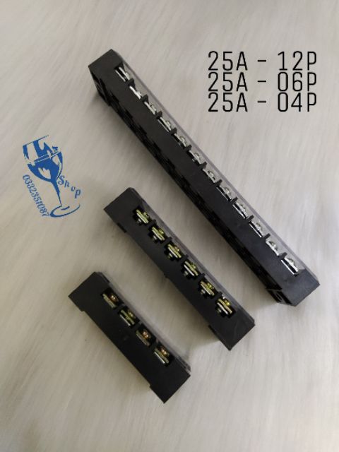 Cầu đấu điện 25A màu đen có 04P - 06P - 12P