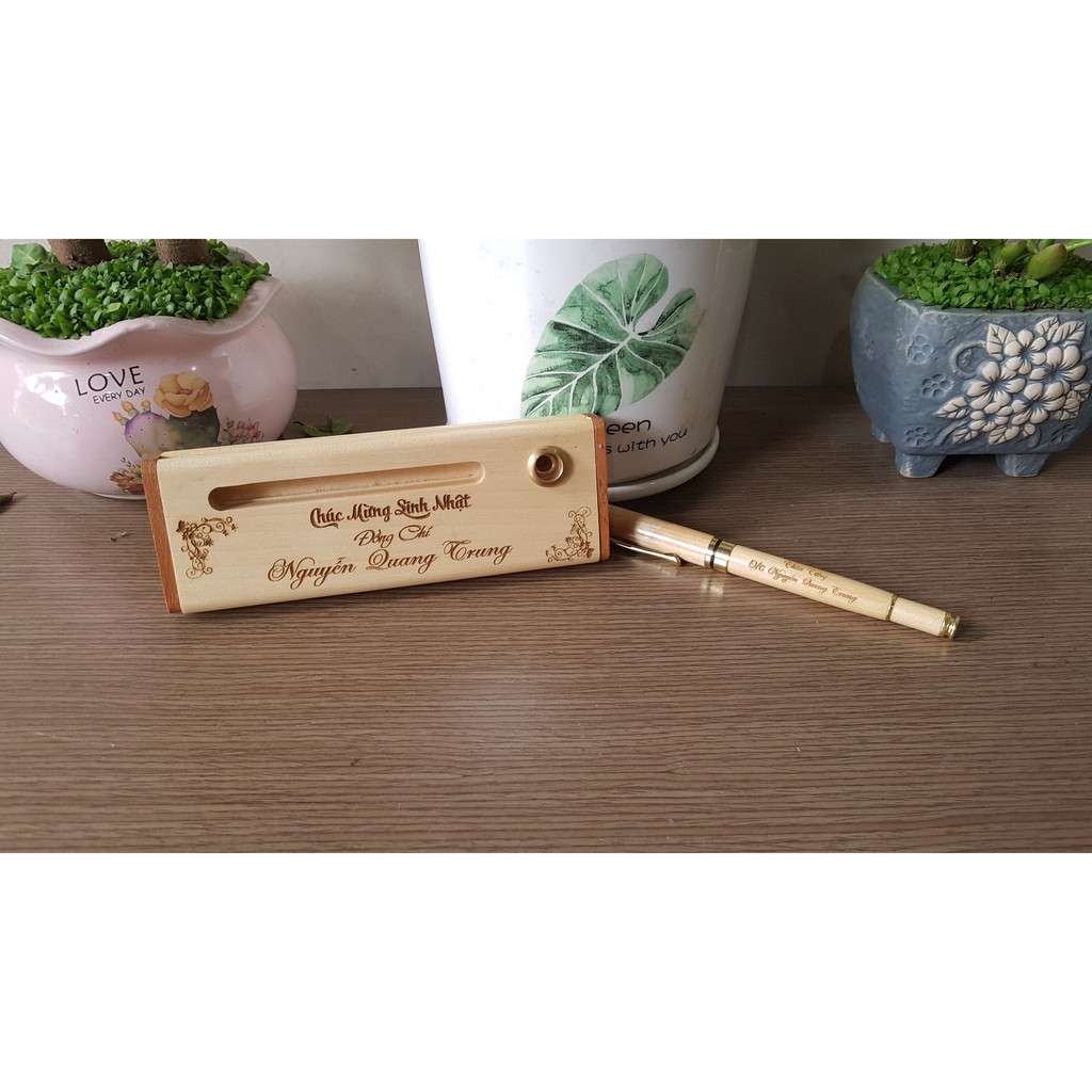 KHẮC TÊN THEO YÊU CẦU -Hộp Bút Ký Gỗ Maple Cao Cấp - Quà Tặng Ý Nghĩa