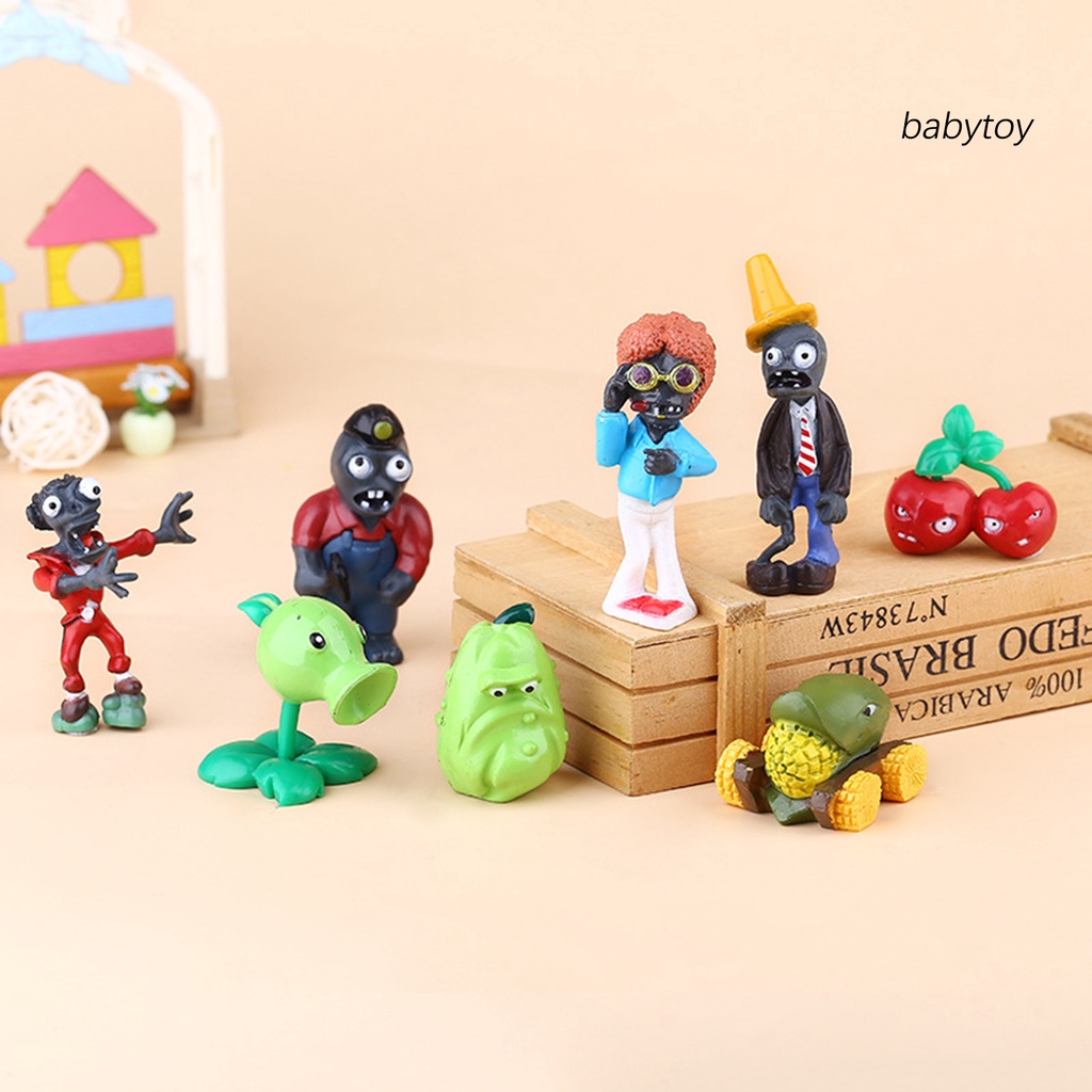 BA-8Pcs Model Toy Plant VS Zombies Design Simulation Collectible Desktop Decor Miniature for Kids