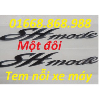 Bộ tem sh mode chữ nổi crôm đen- hai tem,