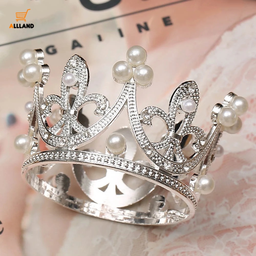 Phụ Kiện Trang Trí Bánh Kem Hình Vương Miện Mini Đính Ngọc Trai Giả Xinh Xắn