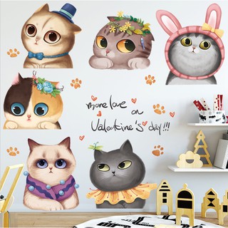 Decal dán tường Mèo Valentine