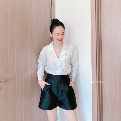 Min's Shoes - Áo sơ mi nữ tay dài cổ vest nhiều màu thiết kế kiểu dáng thời trang công sở hot hit Áo 398