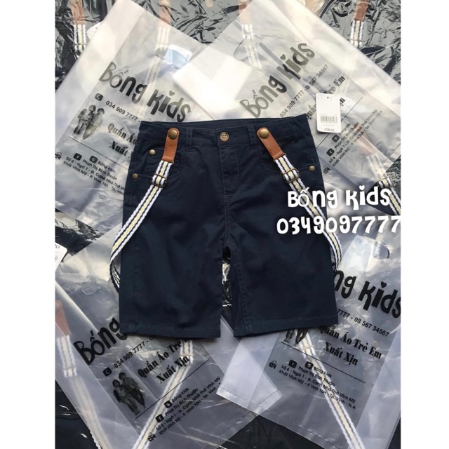 Quần Short Bé Trai Kèm Đai Treo Navy