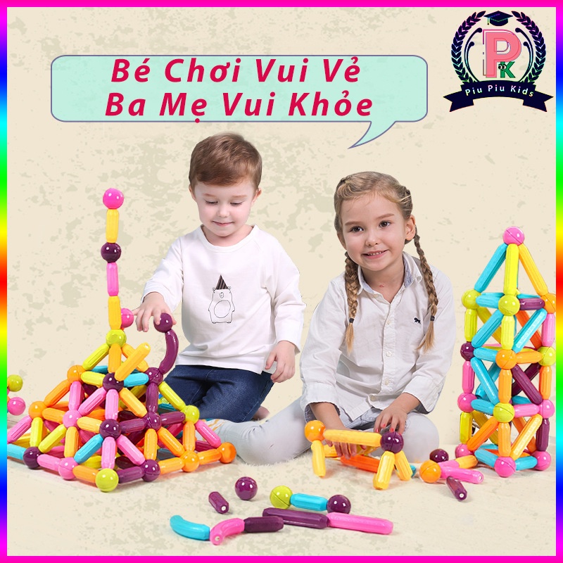 Đồ Chơi Nam Châm Xếp Hình 36/42/64 Chi Tiết - Lego Lắp Ráp Mô Hình Thông Minh Cho Bé Từ 2 - 5 Tuổi