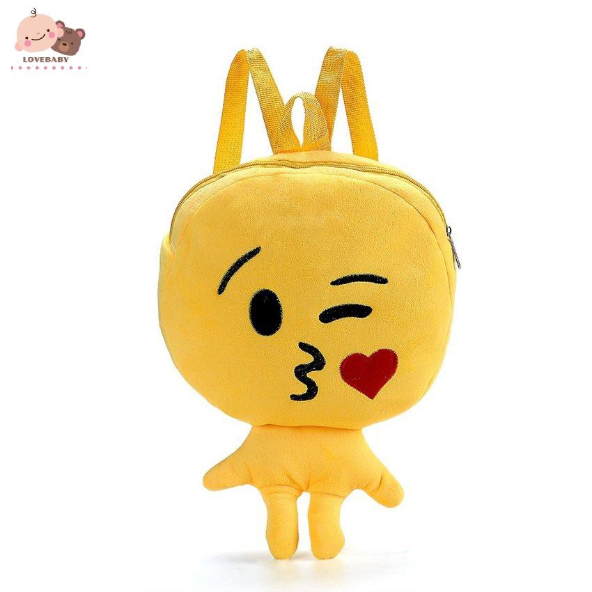 [HOT]Face Expression Plush Toy With Legs Children Backpack Unisex School Bag