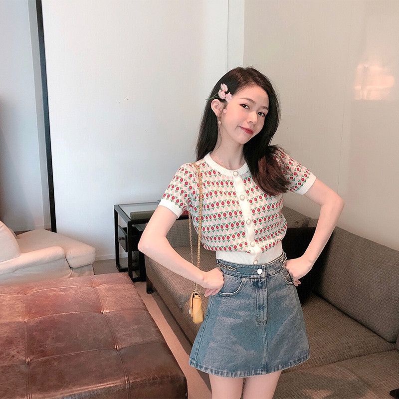 Áo thun hoa nhí dệt kim DA466