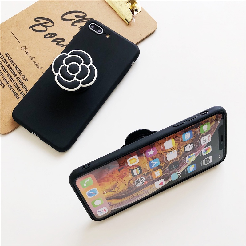 Ốp Điện Thoại Họa Tiết Hoa Trà 3D Kèm Giá Đỡ Cho iphone 13 pro MAX 12 mini 11 5 5s 6 6s X XR XS MAX 7 8 plus SE 2020