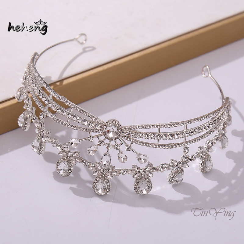 Vương Miện Cài Tóc Đính Đá Sang Trọng Cho Cô Dâu