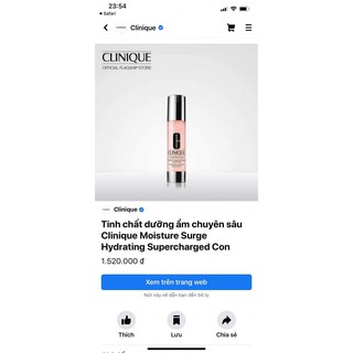 𝗧𝗶𝗻𝗵 𝗖𝗵𝗮̂́𝘁 CLINIQUE 𝗠𝗼𝗶𝘀𝘁𝘂𝗿𝗲 𝗦𝘂𝗿𝗴𝗲 𝗛𝘆𝗱𝗿𝗮𝘁𝗶𝗻𝗴 𝗦𝘂𝗽𝗲𝗿𝗰𝗵𝗮𝗿𝗴𝗲𝗱 𝗖𝗼𝗻𝗰𝗲𝗻𝘁𝗿𝗮𝘁𝗲 SIZE MINI 15ML