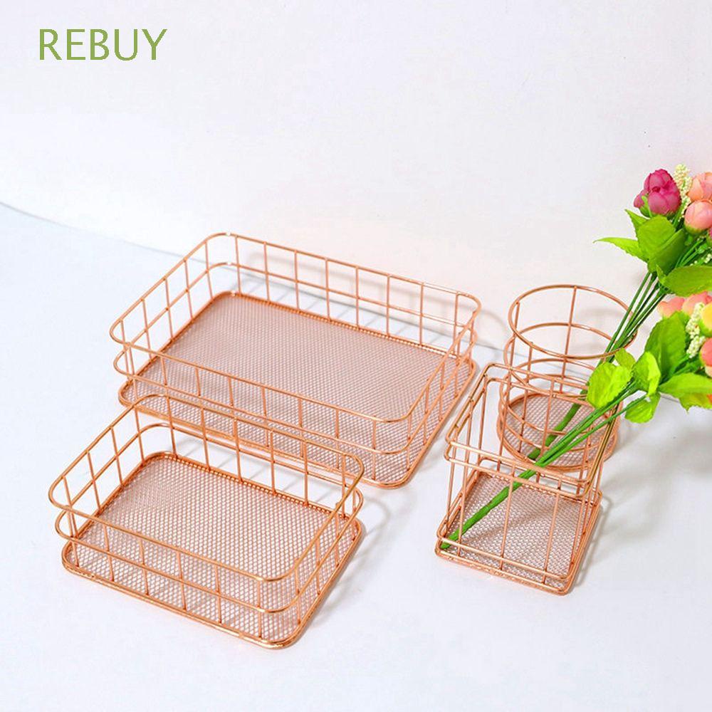 Giá đỡ đựng bút vật dụng mỹ phẩm bằng sắt kiểu lưới Bắc Âu