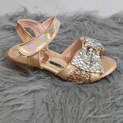 GIÀY SANDAL NƠ ĐÍNH ĐÁ LẤP LÁNH BÉ GÁI CAO 3.5CM