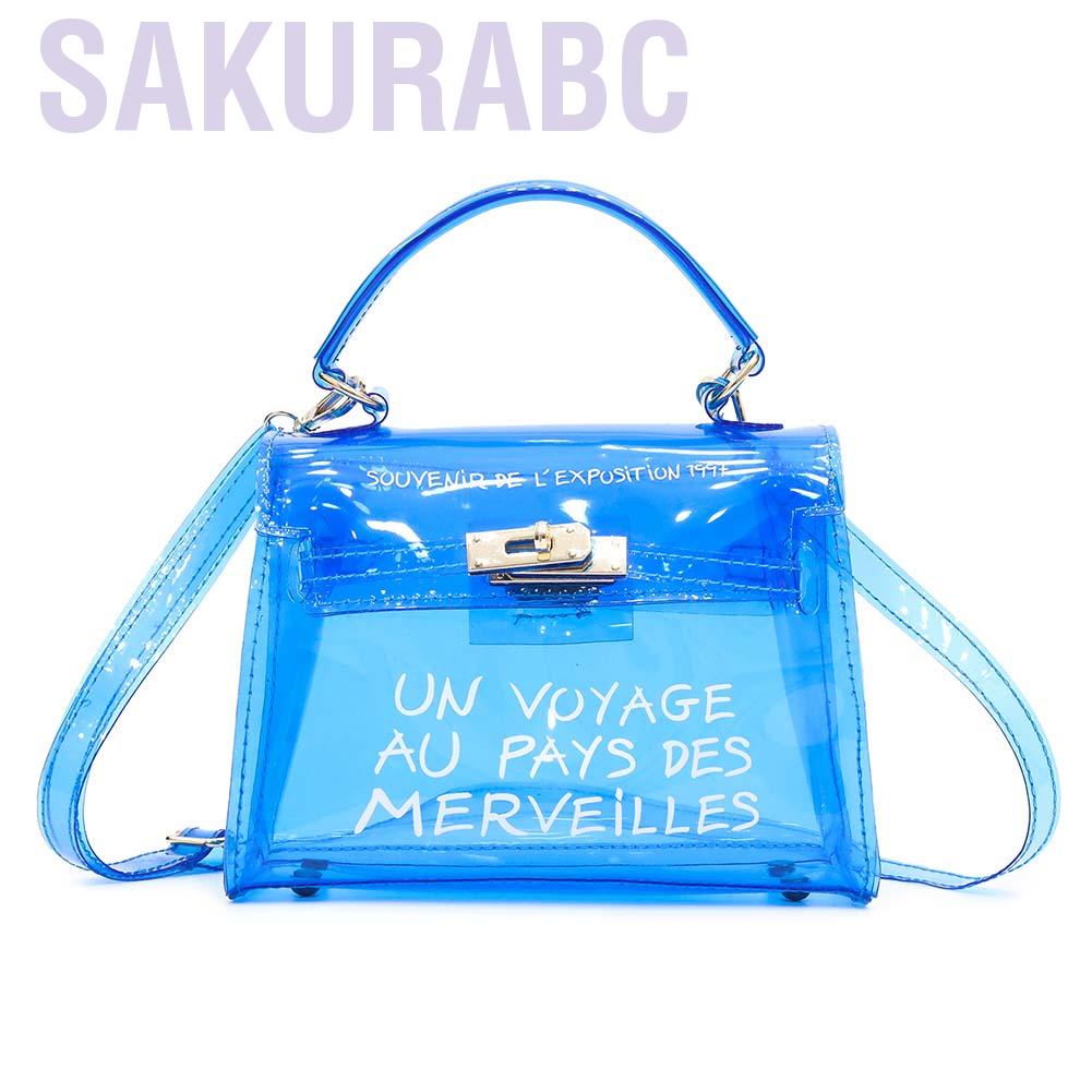 Túi đeo chéo trong suốt bằng nhựa PVC khóa xoay thời trang cá tính cho nữ