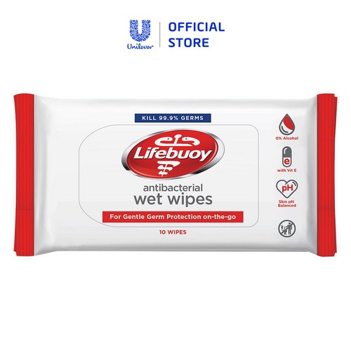 [Mã COSUIT1 giảm 10% đơn 199k] Khăn giấy ướt kháng khuẩn Lifebuoy 10 tờ.