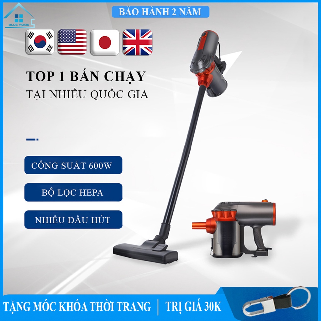 Máy hút bụi gia đình cầm tay 2 trong 1 công suất lớn 600W, hút sạch mọi ngóc ngách cho ngôi nhà của bạn