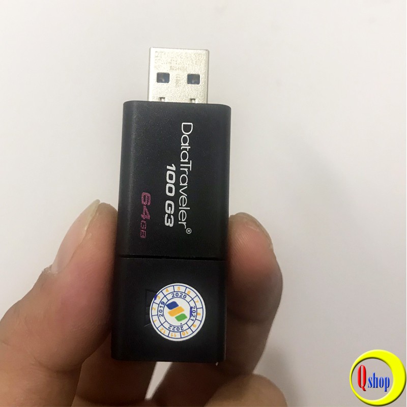 [Mã ELFLASH5 giảm 20K đơn 50K] USB Kingston DT100G3 64GB nắp trượt tốc độ upto 100MB/s - Chính hãng