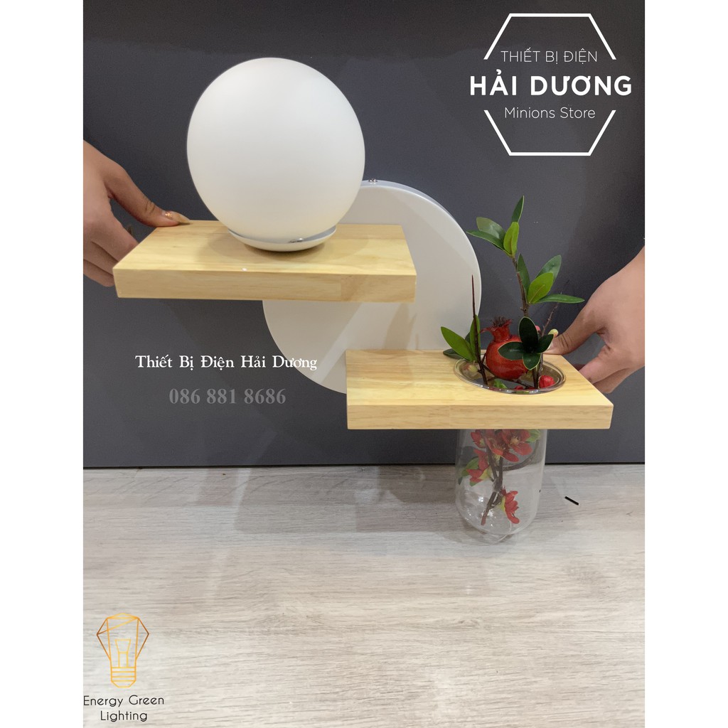 Đèn Tường Kệ Gỗ Chao Thủy Tinh Hiện Đại DT-3639 - Trang Trí Căn Phòng - Energy Green Lighting - Đã Bao Gồm Bóng LED 3W