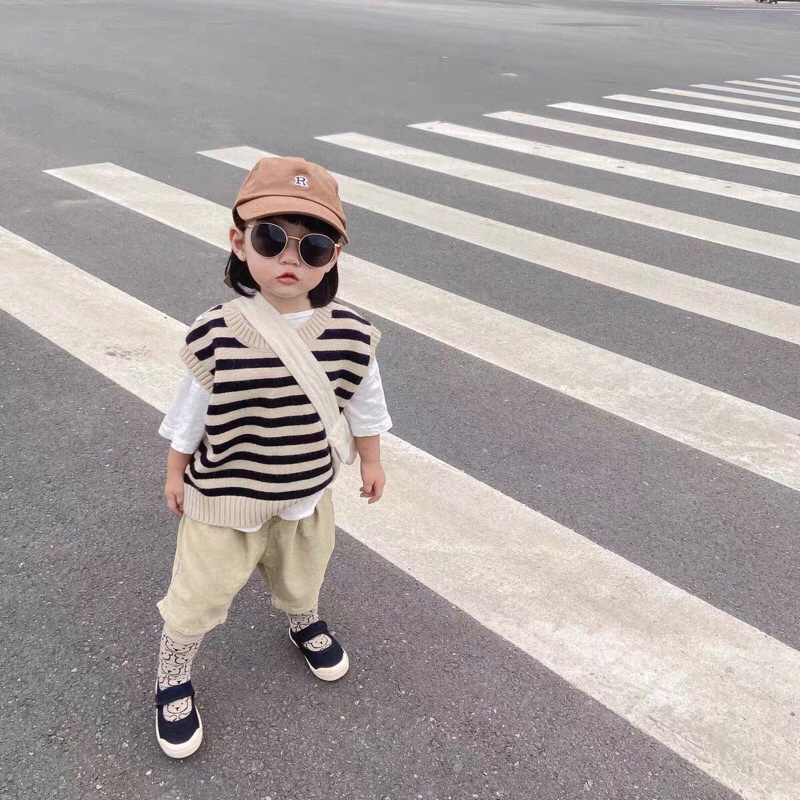 Áo ghi lê len sọc ngang Hàn Quốc dành cho bé trai bé gái size 80 đến 130