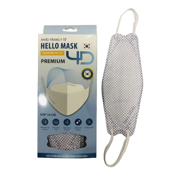 Hộp 10 khẩu trang 4D kháng khuẩn Hello Mask Fashion - Premium