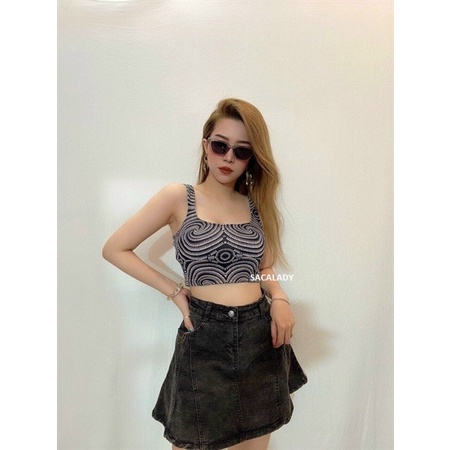 Áo Croptop F21 Họa Tiết Xoắn - 3629