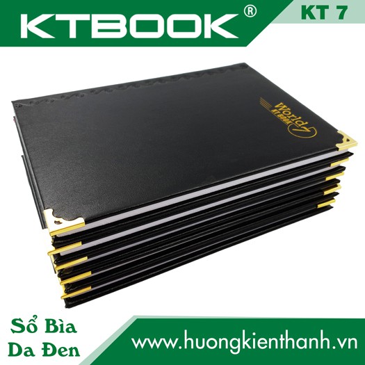 Gói 5 cuốn Sổ ghi chép Bìa Da Đen KTBOOK cao cấp KT 7 kẻ ngang khổ A5 - 100 trang - KTBOOK