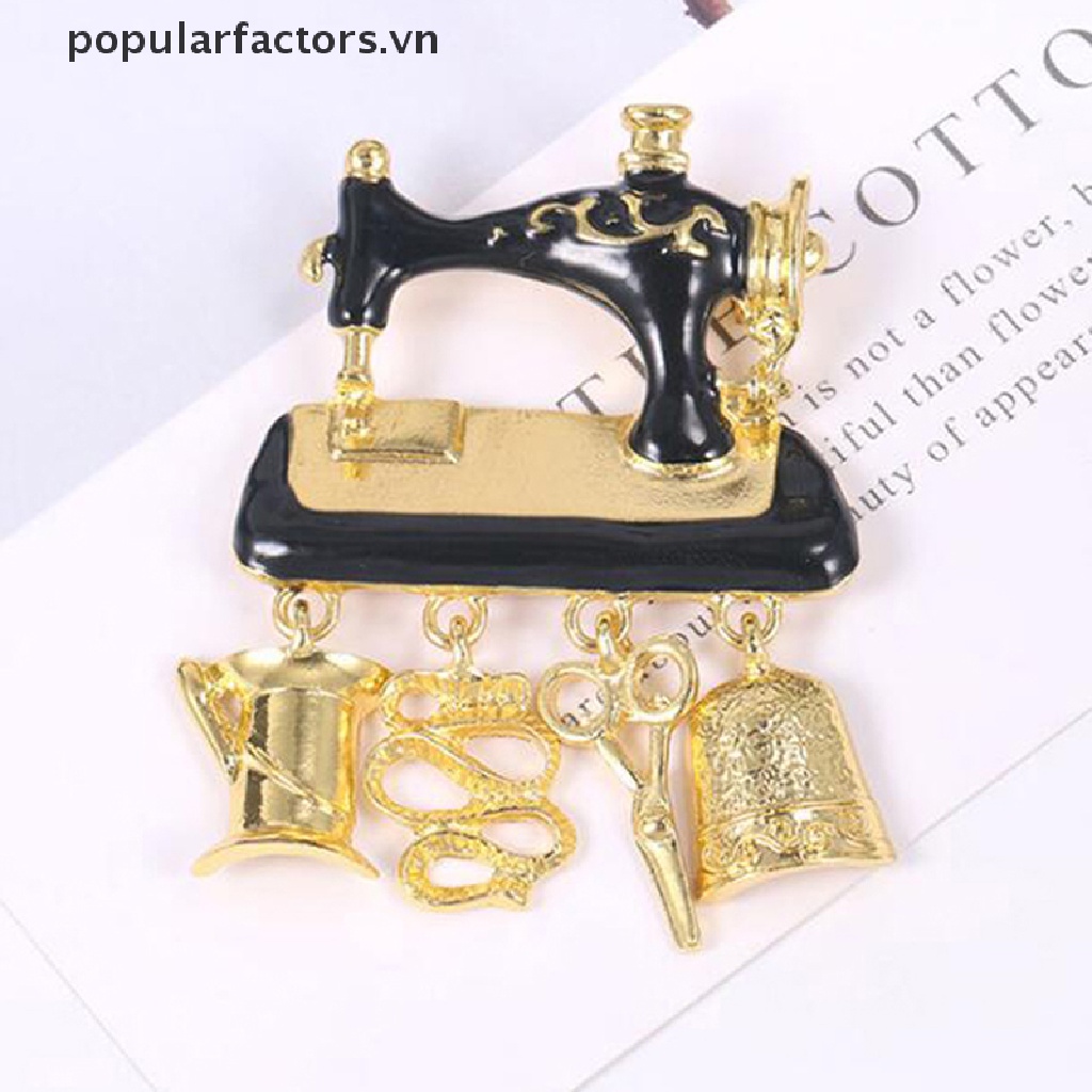 1 Ghim Cài Áo Hình Máy May Phong Cách Vintage Mạ Vàng