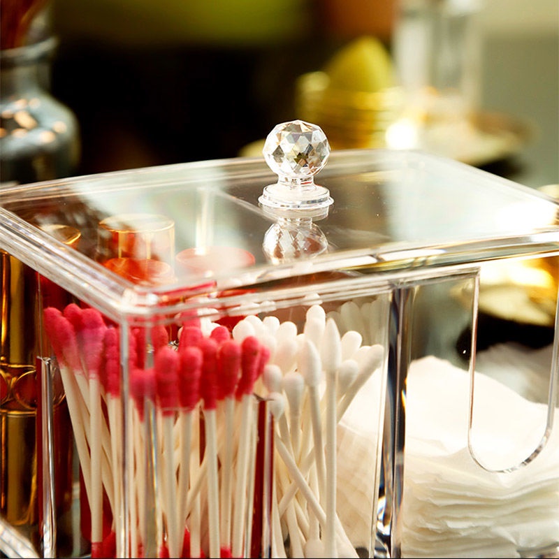 Hộp Đựng Tăm Bông Bằng Acrylic Trong Suốt Chống Bụi