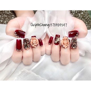 Hoa Bột Nail -set 2 bông Hoa Hồng Đá