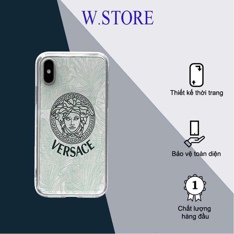 Ốp Lưng  sang chảnh ốp IP in logo versace nền hình lá cực sang dành cho Iphone 6 đến 12 promax BRD20210184