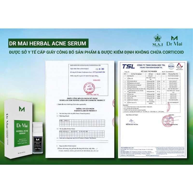 Dr Mai Combo 2 Mix Saffron, Serum sạch mụn Dr Mai 5ml, lựa chọn hoàn hảo cho làn da mụn