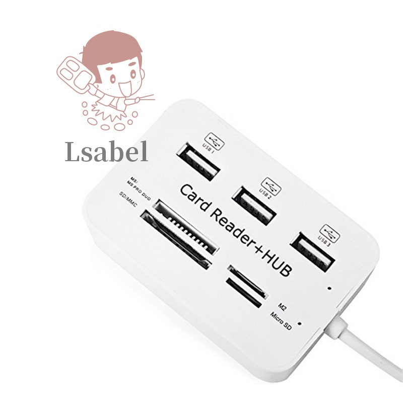 Bộ Chia 3 Cổng Usb 2.0 2.0 480mbps Cho Ms / M2 / Sd / Mmc / Tf Cho Pc Laptop