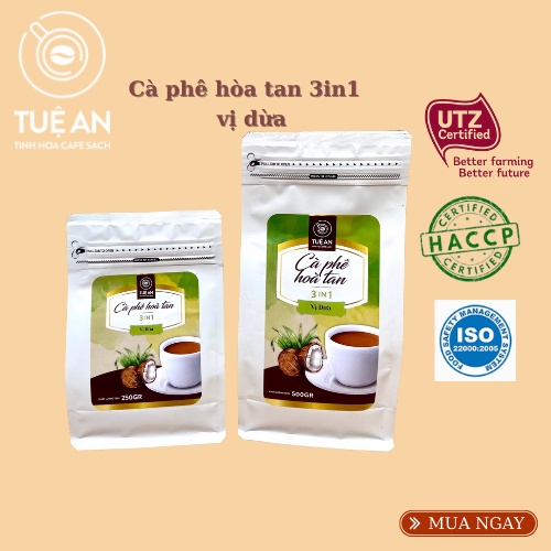 Cà phê hòa tan sữa dừa Tuệ An cafe capuchino vị dừa ngon