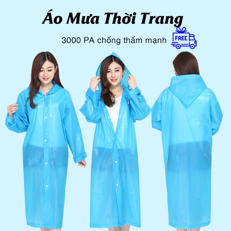 Áo Mưa Măng Tô, Áo Mưa Trong Suốt Có Mũ Trùm Đầu Chống Thấm Nước