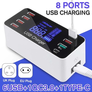 Trạm sạc nhanh 3.0 40w usb type c 8 cổng có đèn led kỹ thuật số dành cho điện thoại