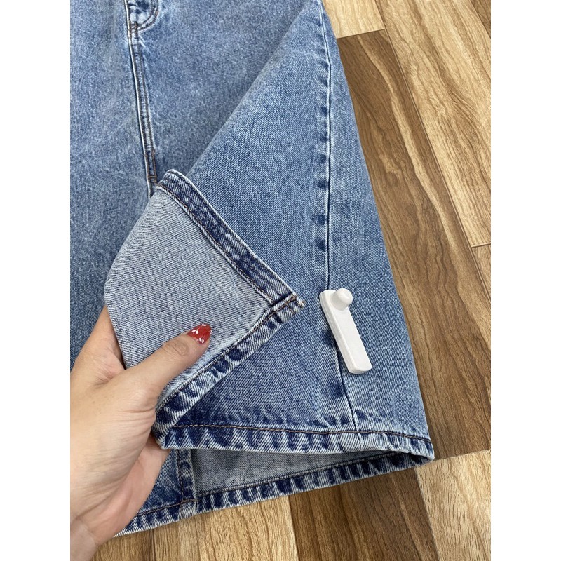 Chân váy jean dài lưng cao dáng A xẻ tà phong cách Hàn Quốc có bigsize | BigBuy360 - bigbuy360.vn