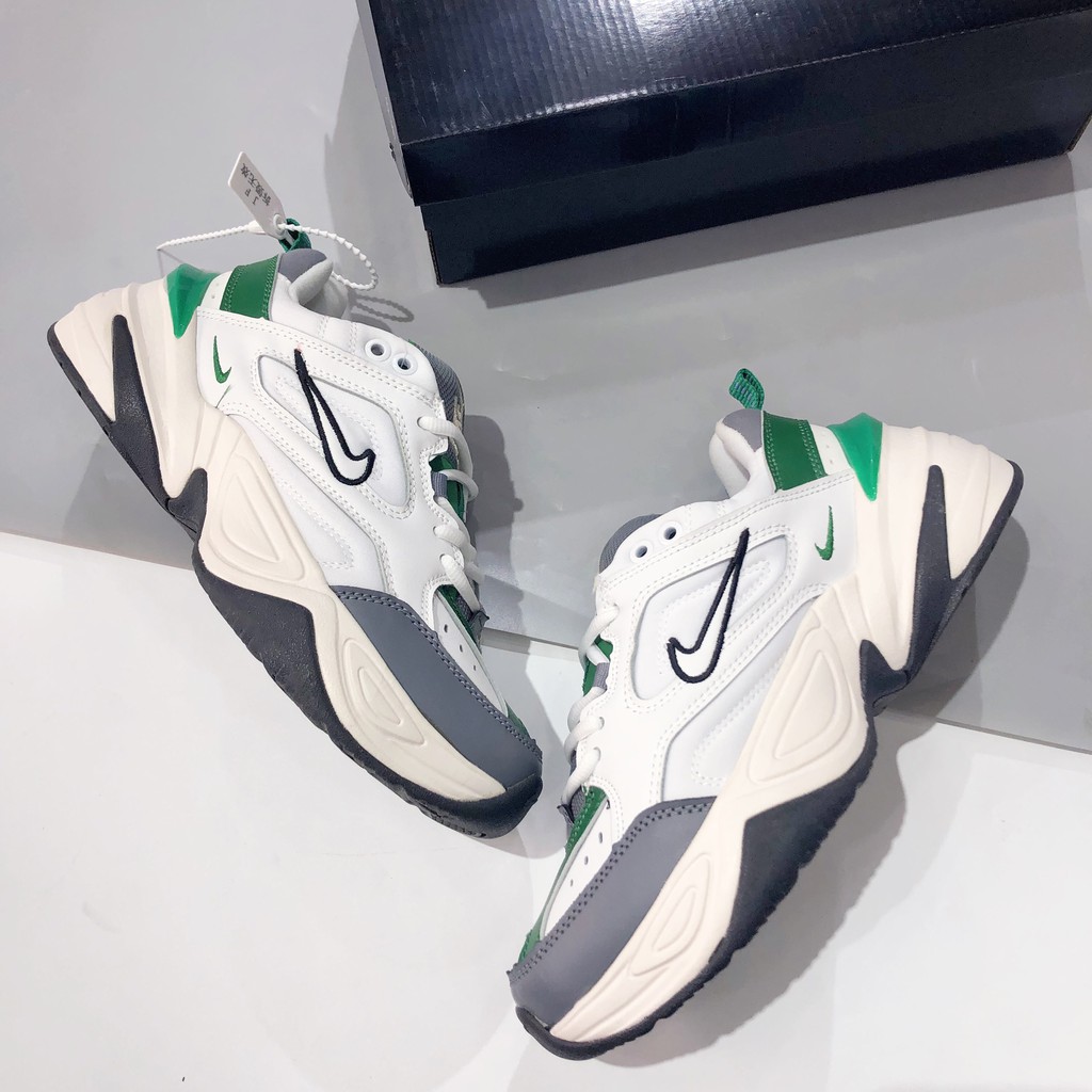 GIÀY THỂ THAO ĐẾ ĐỘN MÀU XANH LÁ NỀN TRẮNG TÔ ĐIỂM MỘT CHÚT XÁM M2K WHITE GREEN