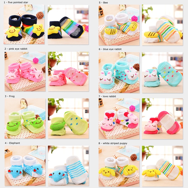 Vớ Cotton 3D Thoáng Khí Chống Trượt Thời Trang Cho Bé Trai Sơ Sinh