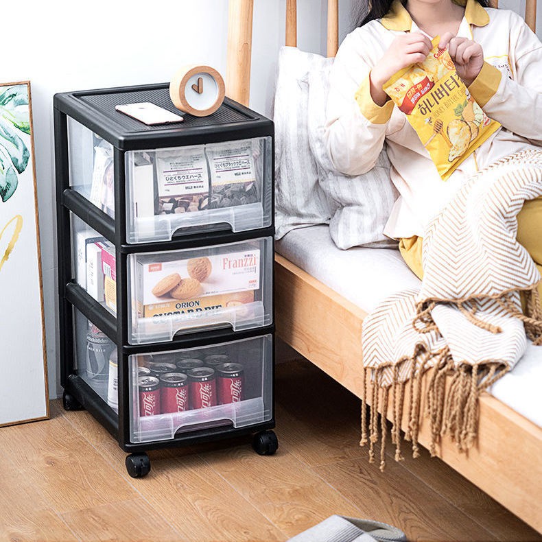 JEKO lắp đặt miễn phí tủ lưu trữ đồ ăn nhẹ và chơi gia đình, giá để bằng nhựa loại ngăn kéo có khóa ròng rọc <