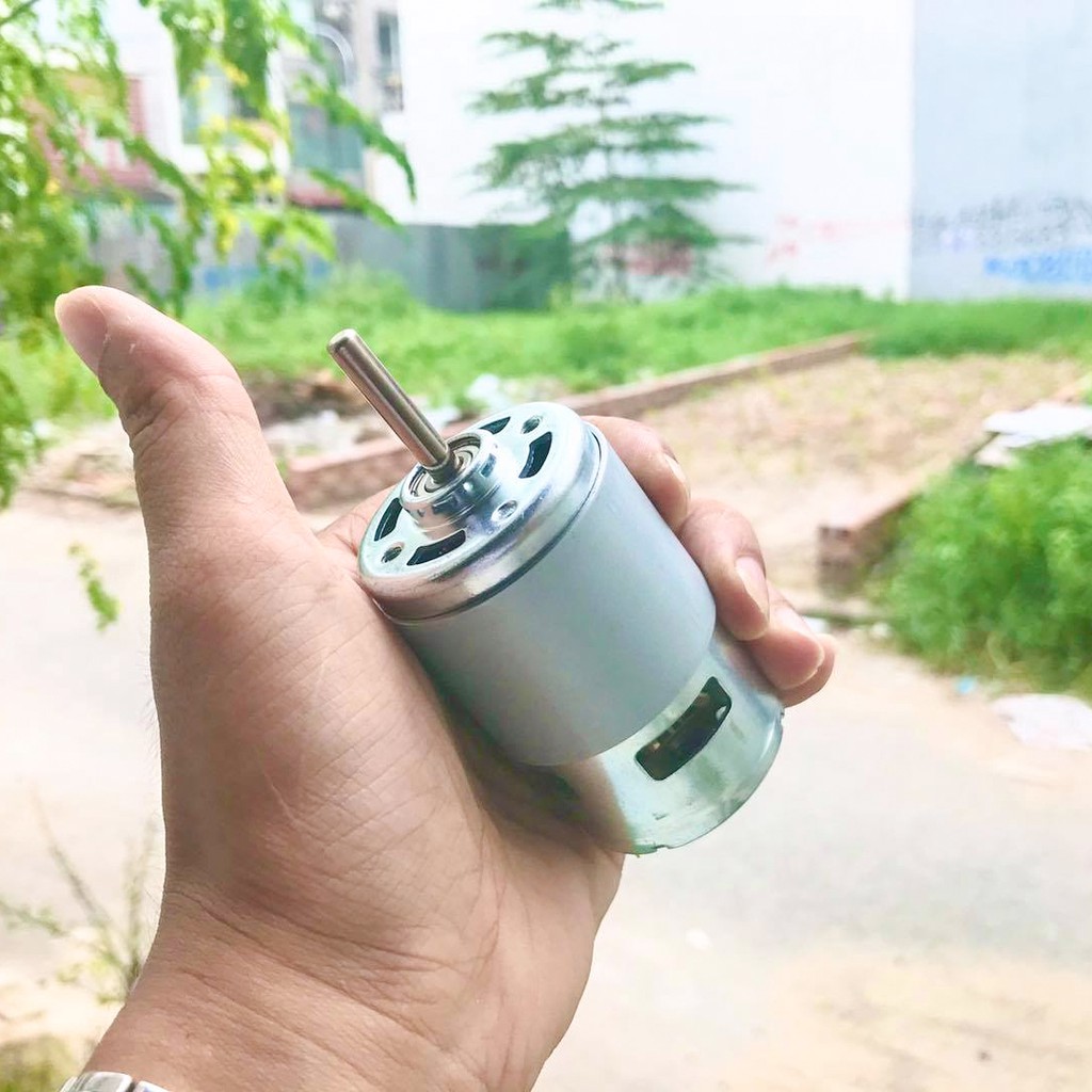 Motor 775 12-24v hai bạc đạn sử dụng ráp tàu, xe điều khiển từ xa